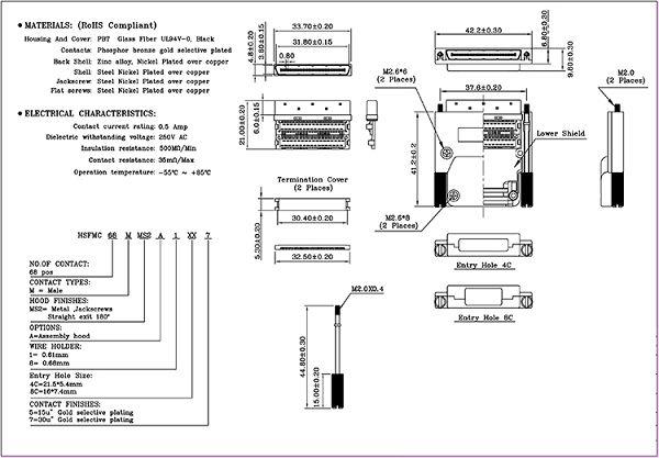 68 Pin VHDCI Connector with backshell(001)